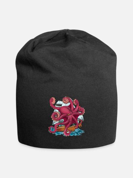 Octopus Sea Animal Ship Animal Gift Octopus - Bonnet en jersey - noir