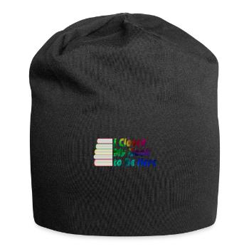 Ich habe mein Buch geschlossen, um hier zu sein Bücherwurm lustiger Spruch - Jersey-Beanie - Schwarz - Vorne