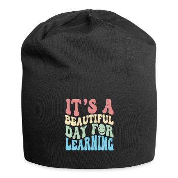 Es ist ein schöner Tag zum Lernen - Jersey-Beanie - Schwarz - Vorne