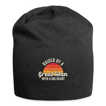 Aufgewachsen von einem großen Mann mit einem großen Herzen Vatertag - Jersey-Beanie - Schwarz - Vorne