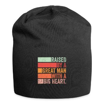 Aufgewachsen von einem großen Mann mit einem großen Herzen Vatertag - Jersey-Beanie - Schwarz - Vorne
