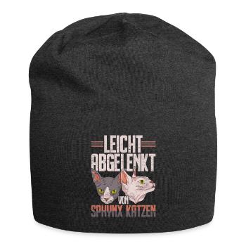 Nacktkatze Leicht abgelenkt von Sphynx Katzen - Jersey-Beanie - Anthrazit - Vorne