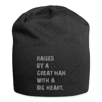 Aufgewachsen von einem großen Mann mit einem großen Herzen Vatertag - Jersey-Beanie - Schwarz - Vorne
