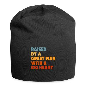 Aufgewachsen von einem großen Mann mit einem großen Herzen Vatertag - Jersey-Beanie - Schwarz - Vorne