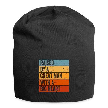 Aufgewachsen von einem großen Mann mit einem großen Herzen Vatertag - Jersey-Beanie - Schwarz - Vorne