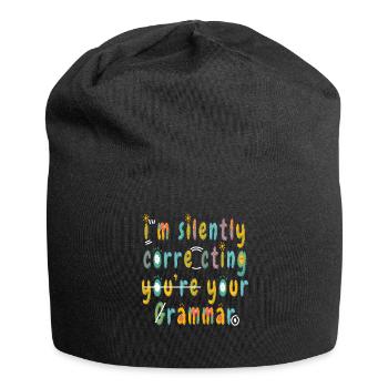 Ich korrigiere stillschweigend deine Grammatik - Jersey-Beanie - Schwarz - Vorne