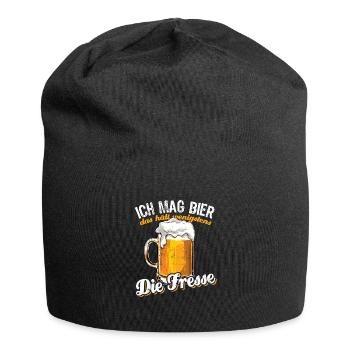 Ich mag Bier das hält wenigstens die Fresse Spruch - Jersey-Beanie - Schwarz - Vorne