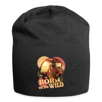 . Adventurous Hippie Iguana - Jersey Beanie - black - Front