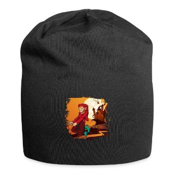 Balai de sorcière Halloween Cadeau Sorcière effrayante - Bonnet en jersey - noir - Devant