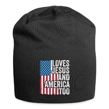 Loves Jesus and America Too God Christian - Jersey Beanie - black - Front