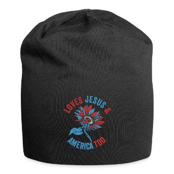Loves Jesus and America Too God Christian - Jersey Beanie - black - Front