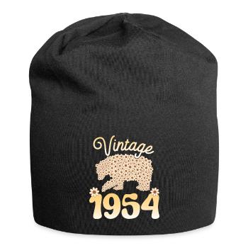 Bear 1954 Birthday Party Woman 70 Years - Jersey Beanie - black - Front
