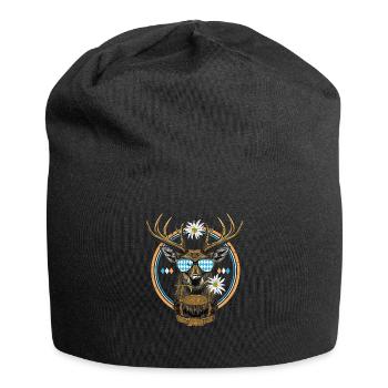 Hirschkopf Sonnenbrille Bayern Volksfest Lausbua - Jersey-Beanie - Schwarz - Vorne