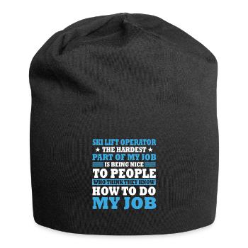 Funny Ski Lift Operator Gift Chairlift - Jersey Beanie - black - Front