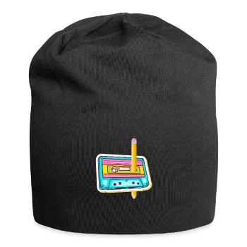 80er Jahre Kassette 1990er Bleistift Wickelkassette - Jersey-Beanie - Schwarz - Vorne
