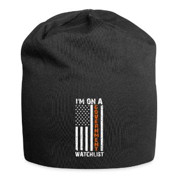 Ich stehe auf einer Beobachtungsliste der Regierung - Jersey-Beanie - Schwarz - Vorne