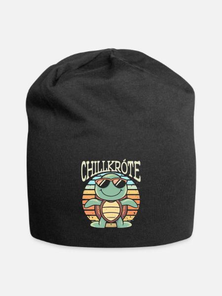 Relaxte Schildkröte Chillkröte - Jersey-Beanie - Schwarz