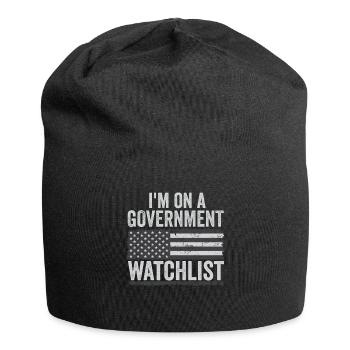Ich stehe auf einer Beobachtungsliste der Regierung - Jersey-Beanie - Schwarz - Vorne