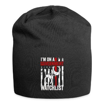 Ich stehe auf einer Beobachtungsliste der Regierung - Jersey-Beanie - Schwarz - Vorne