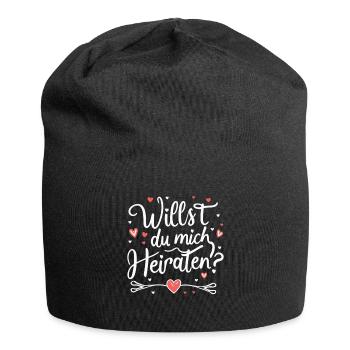 Willst du mich heiraten - Jersey-Beanie - Schwarz - Vorne