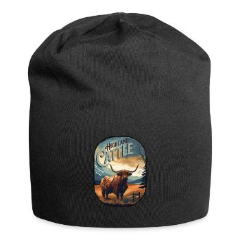 Highland Cattle - Jersey-Beanie - Schwarz - Vorne