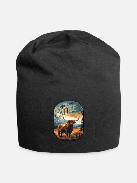 Highland Cattle - Jersey-Beanie - Schwarz