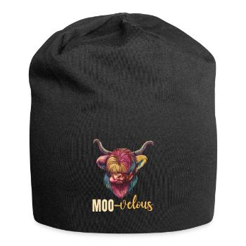 Muh-velous pun Scottish Highland cow - Jersey Beanie - black - Front