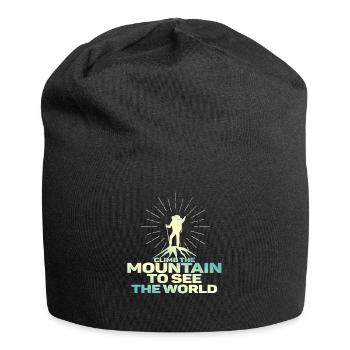 Erklimmen Sie den Berg, um die Welt zu sehen - Jersey-Beanie - Schwarz - Vorne