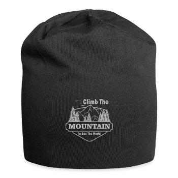 Erklimmen Sie den Berg, um die Welt zu sehen - Jersey-Beanie - Schwarz - Vorne