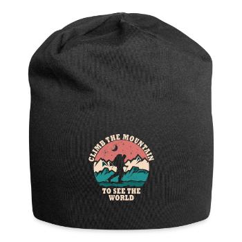 Erklimmen Sie den Berg, um die Welt zu sehen - Jersey-Beanie - Schwarz - Vorne