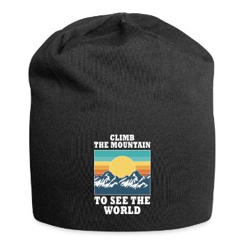 Erklimmen Sie den Berg, um die Welt zu sehen - Jersey-Beanie - Schwarz - Vorne