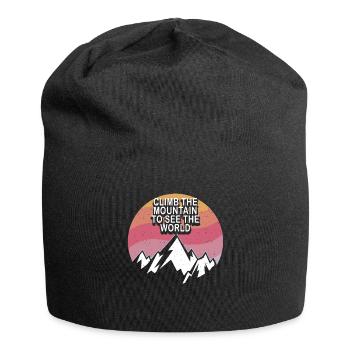 Erklimmen Sie den Berg, um die Welt zu sehen - Jersey-Beanie - Schwarz - Vorne