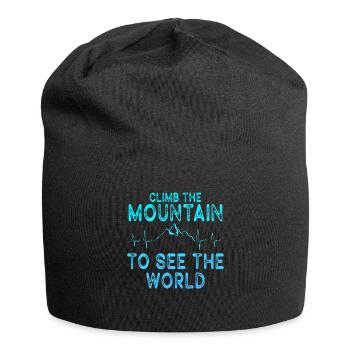 Erklimmen Sie den Berg, um die Welt zu sehen - Jersey-Beanie - Schwarz - Vorne