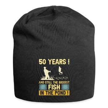 50 Years Fishing Enthusiast 50th Anniversary Fisherman - Jersey Beanie - black - Front