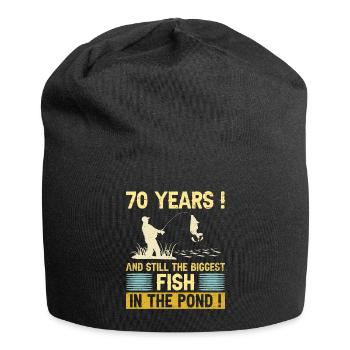 70 Years Fishing Enthusiast 70th Anniversary Fisherman - Jersey Beanie - black - Front