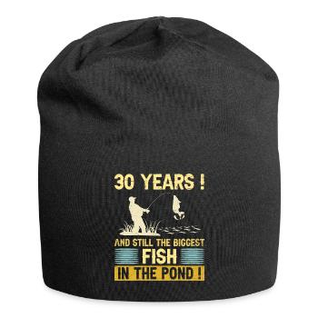 30 Years Fishing Enthusiast 30th Anniversary Fisherman - Jersey Beanie - black - Front
