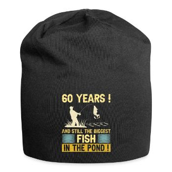 60 Years Fishing Enthusiast 60th Anniversary Fisherman - Jersey Beanie - black - Front
