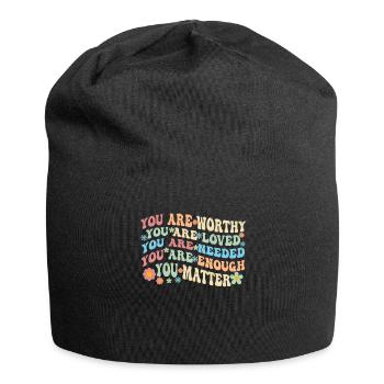 Du bist wichtig, Freundlichkeit, sei freundlich, groovy, psychische Gesundheit - Jersey-Beanie - Schwarz - Vorne