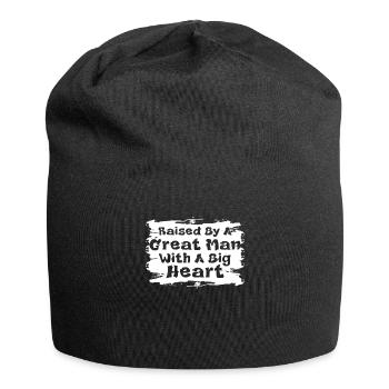 Aufgezogen von einem großen Mann mit einem großen Herzen Vatertag - Jersey-Beanie - Schwarz - Vorne