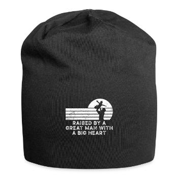 Aufgezogen von einem großen Mann mit einem großen Herzen Vatertag - Jersey-Beanie - Schwarz - Vorne