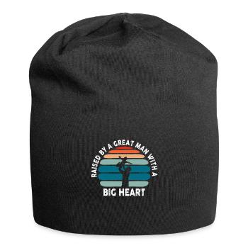 Aufgezogen von einem großen Mann mit einem großen Herzen Vatertag - Jersey-Beanie - Schwarz - Vorne