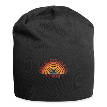 Aufgezogen von einem großen Mann mit einem großen Herzen Vatertag - Jersey-Beanie - Schwarz - Vorne