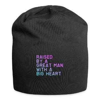 Aufgezogen von einem großen Mann mit einem großen Herzen Vatertag - Jersey-Beanie - Schwarz - Vorne