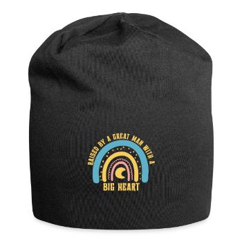 Aufgezogen von einem großen Mann mit einem großen Herzen Vatertag - Jersey-Beanie - Schwarz - Vorne