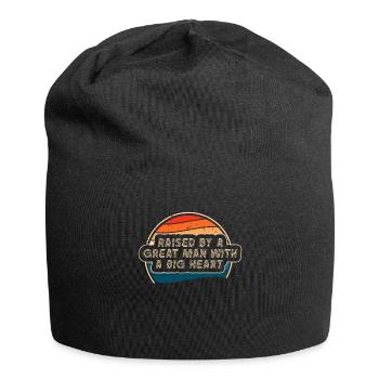 Aufgezogen von einem großen Mann mit einem großen Herzen Vatertag - Jersey-Beanie - Schwarz - Vorne