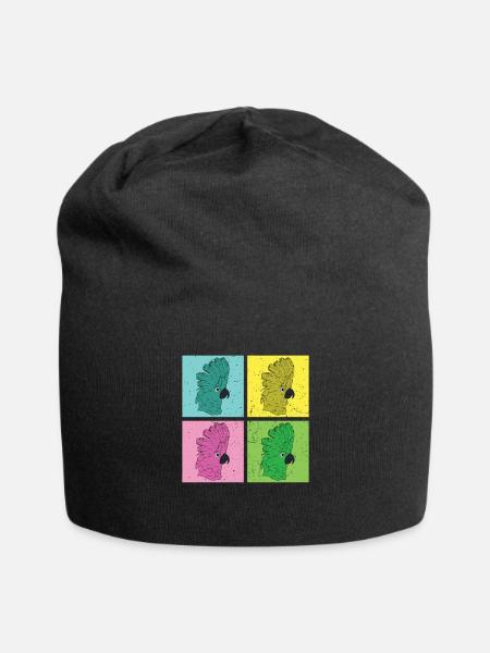 Papagei Vogelliebhaber Geschenk Pop Art Kakadu - Jersey-Beanie - Schwarz