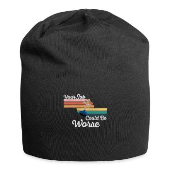 Dein Job könnte schlimmer sein Klopapier Arbeitsplatz - Jersey-Beanie - Schwarz - Vorne