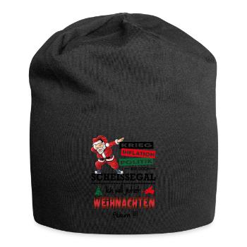 Weihnachten Christmas Lustig Feiern Scheissegal - Jersey-Beanie - Schwarz - Vorne