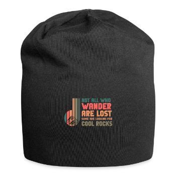 Wandern Sie auf der Suche nach kühlen Felsen - Jersey-Beanie - Schwarz - Vorne