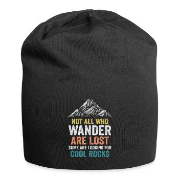Wandern Sie auf der Suche nach kühlen Felsen - Jersey-Beanie - Schwarz - Vorne